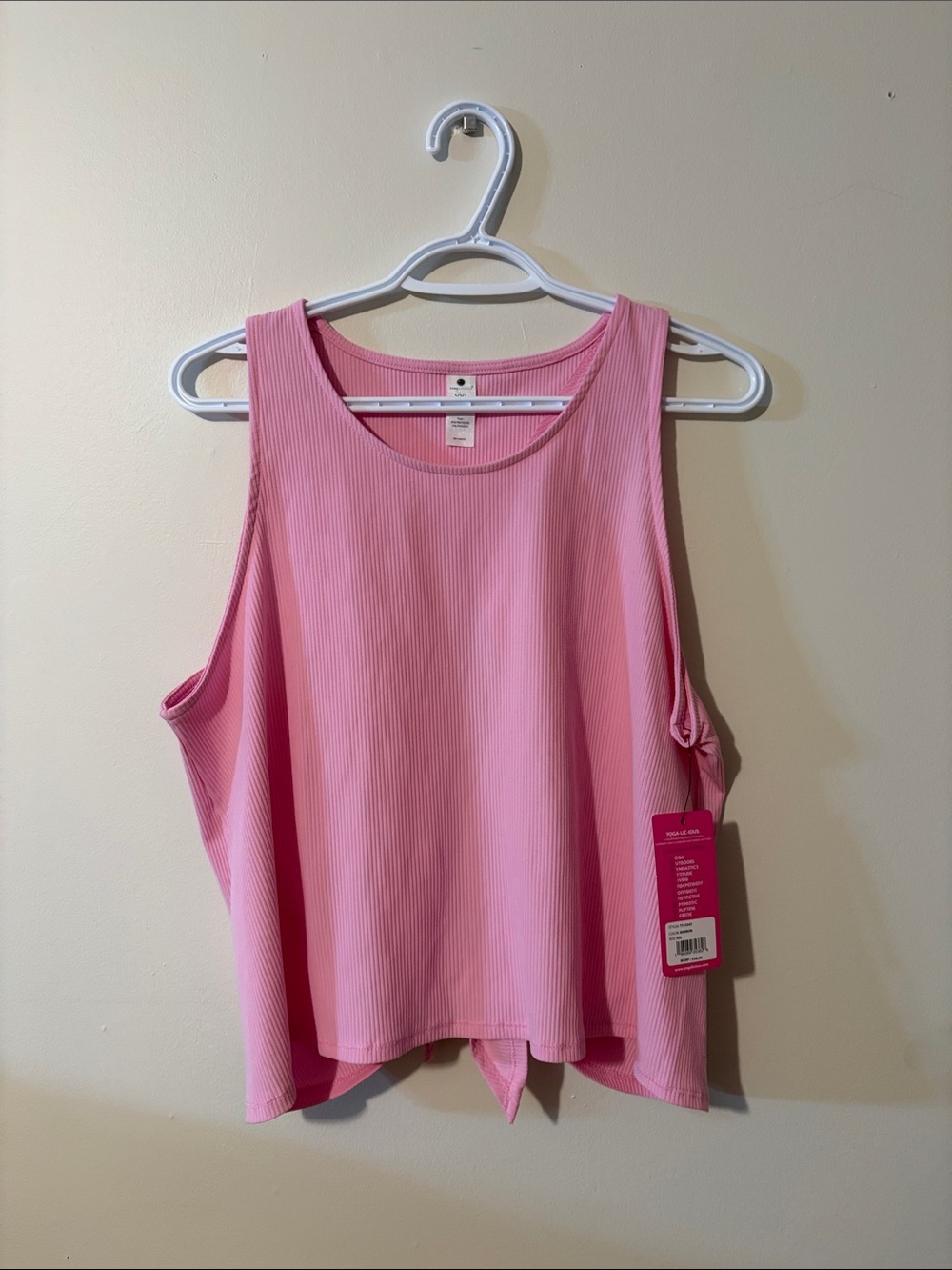 Yogalicious Pink Ribbed Scoop Tank Top
